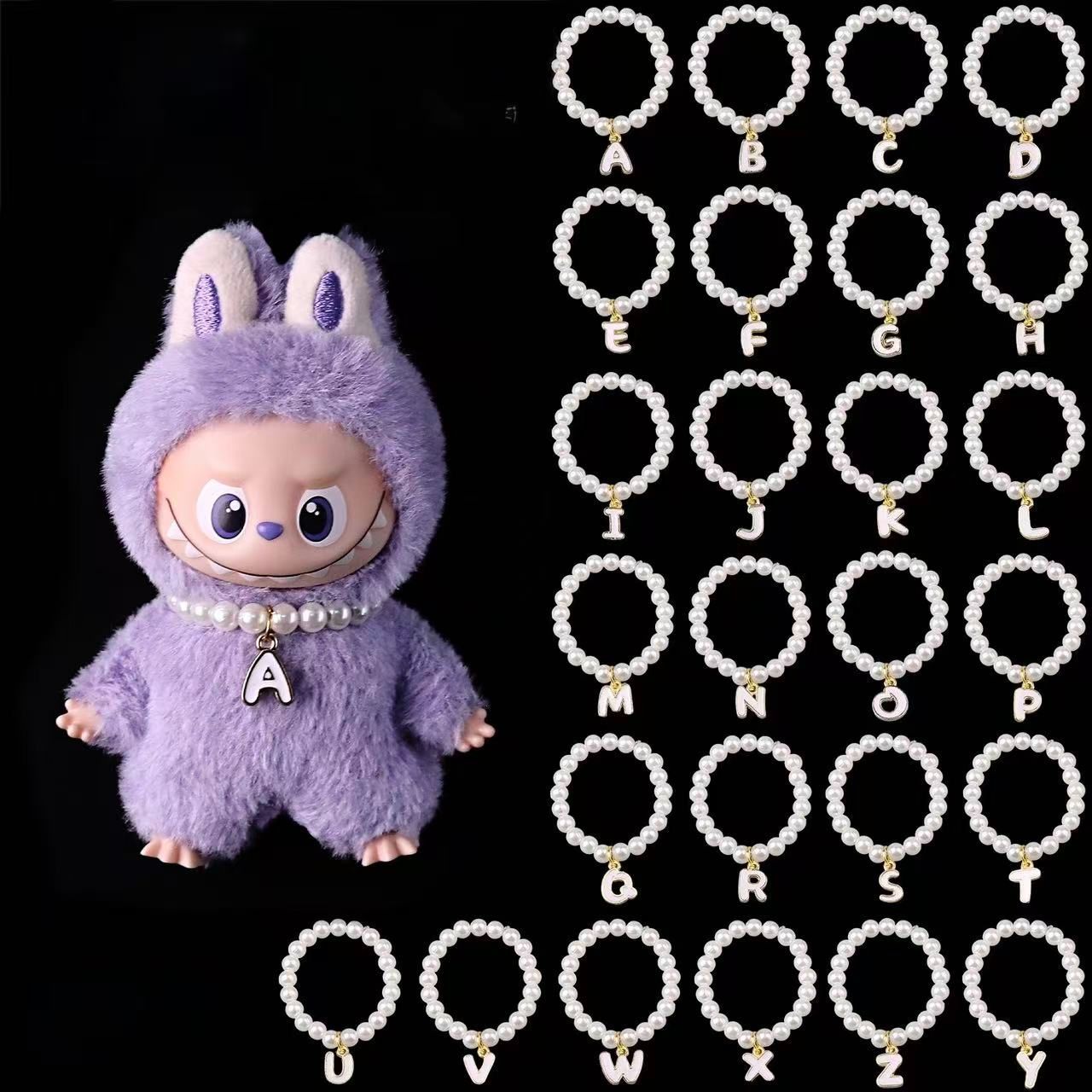 LABUBU ミニ 用 イニシャルネックレス ラブブ4世代用 pin for love U