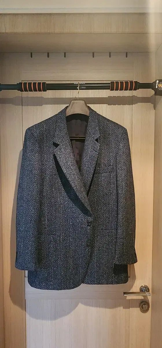 オーバーサイズ ネイビー ヘリンボーン ツイード ウールジャケット 3XL