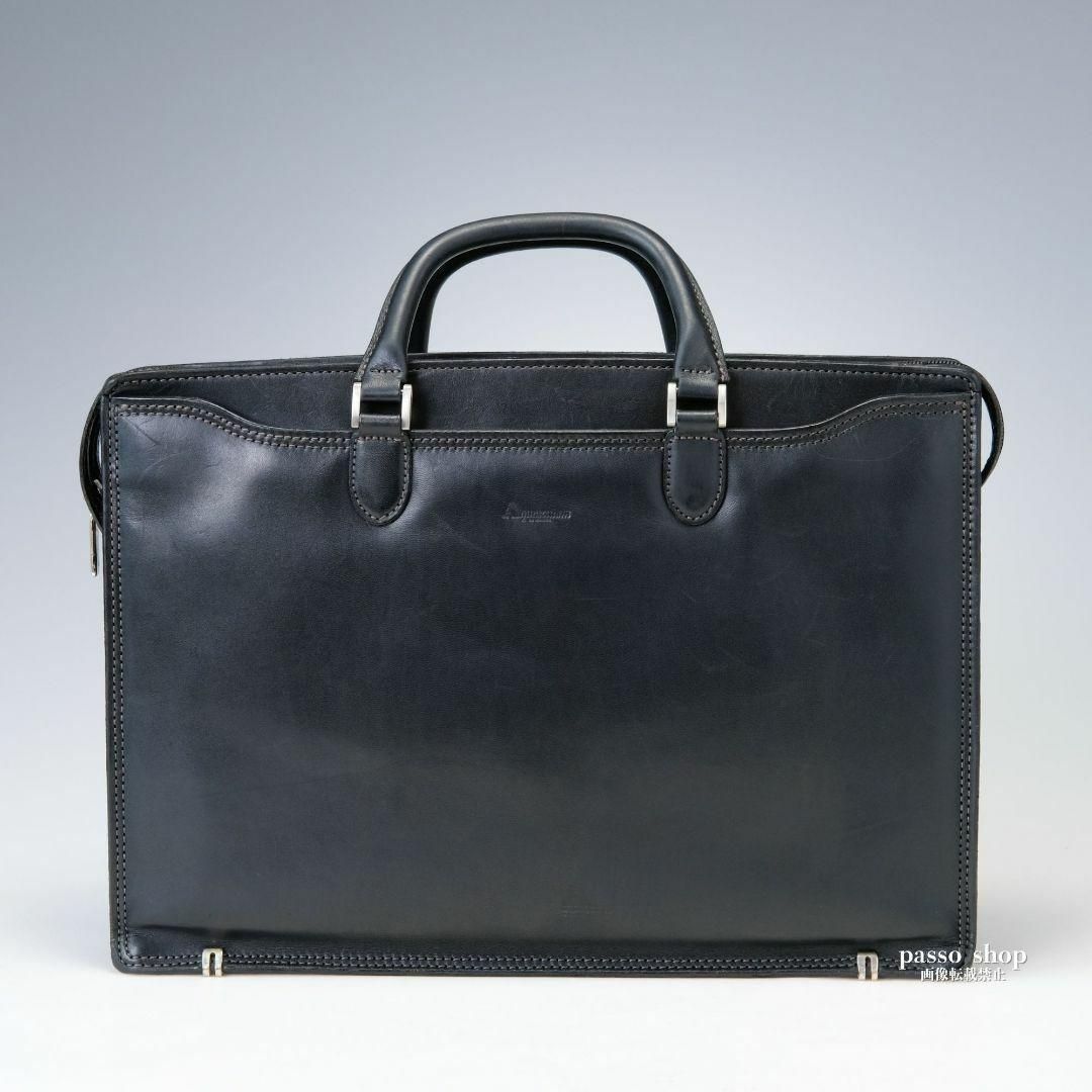 牛革 アクアスキュータム ビジネスバッグ オールレザー ブリーフケース 黒