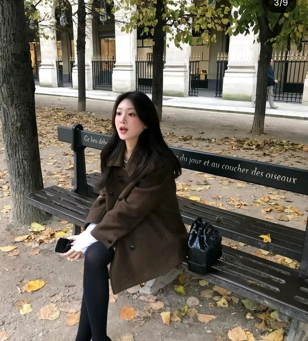 ondemin ハーフコート ピンク ブラウン