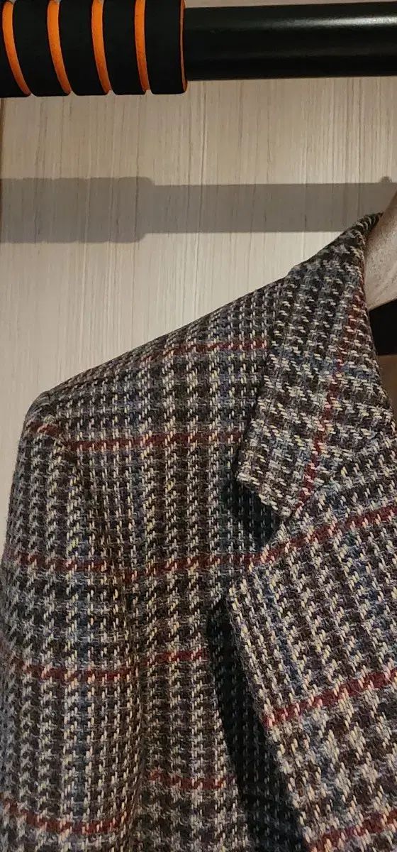 ブラウン CHECK ツイード ウールジャケット L スリム XL KANDAIZUMI_COM