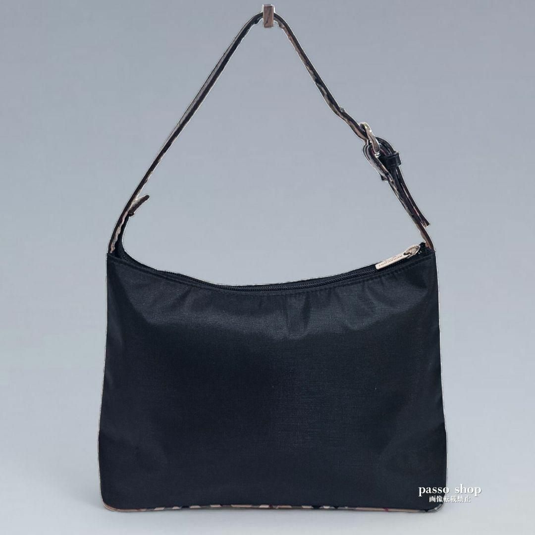 バーバリー ハンドバッグ 黒 ノバチェック ワンショルダー ナイロン 革