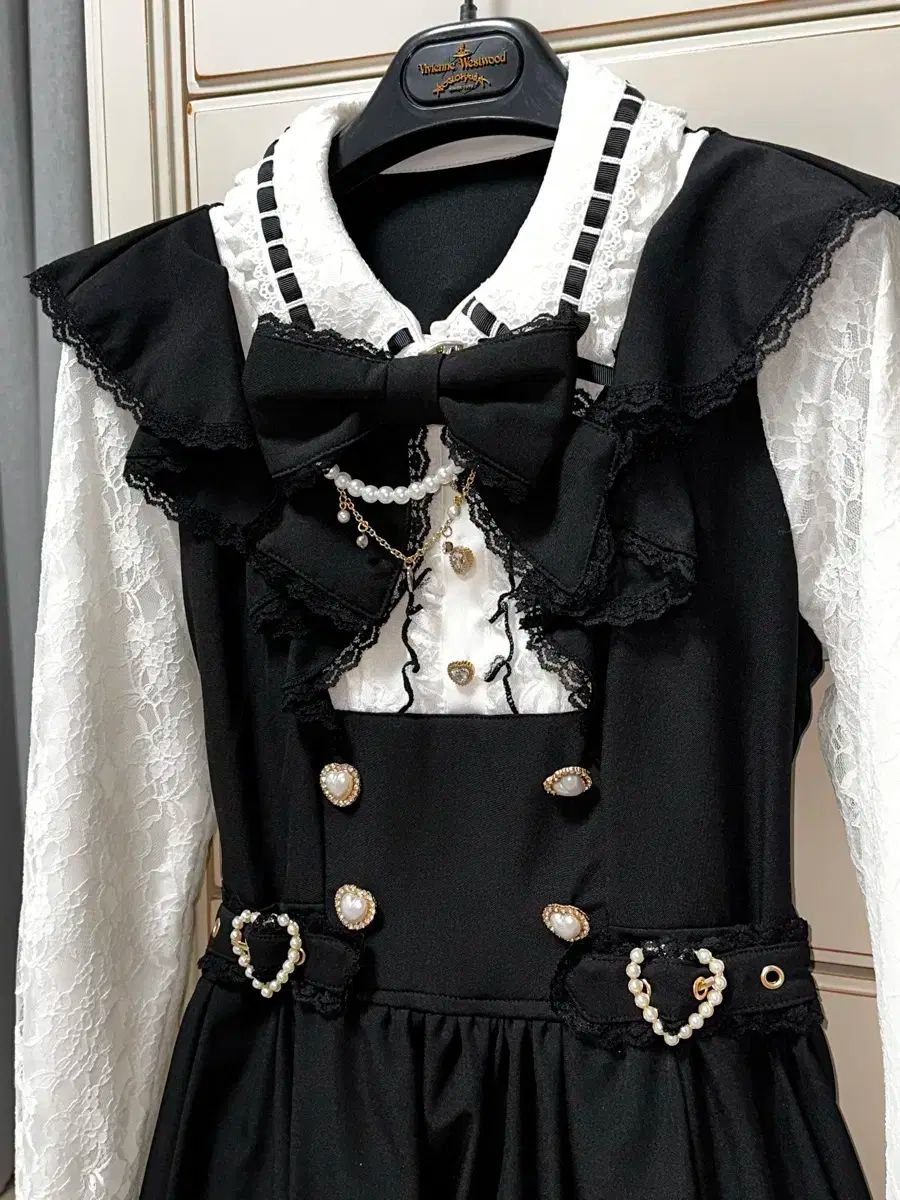 日本直接 LIZ LISA リズリサ DoubleHeart ダーブルハート フリル セットアップ ドレス ブラック 地雷系 DearMyLove ディアマイラブ