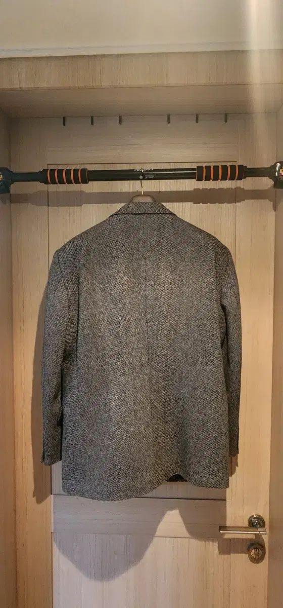グレー 3ボタン ツイードジャケット XL