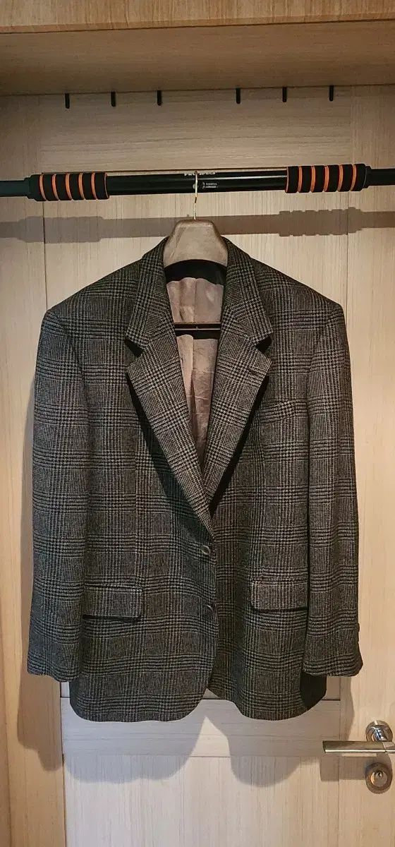 オーバーサイズ ブラウン CHECK ウールジャケット 3XL