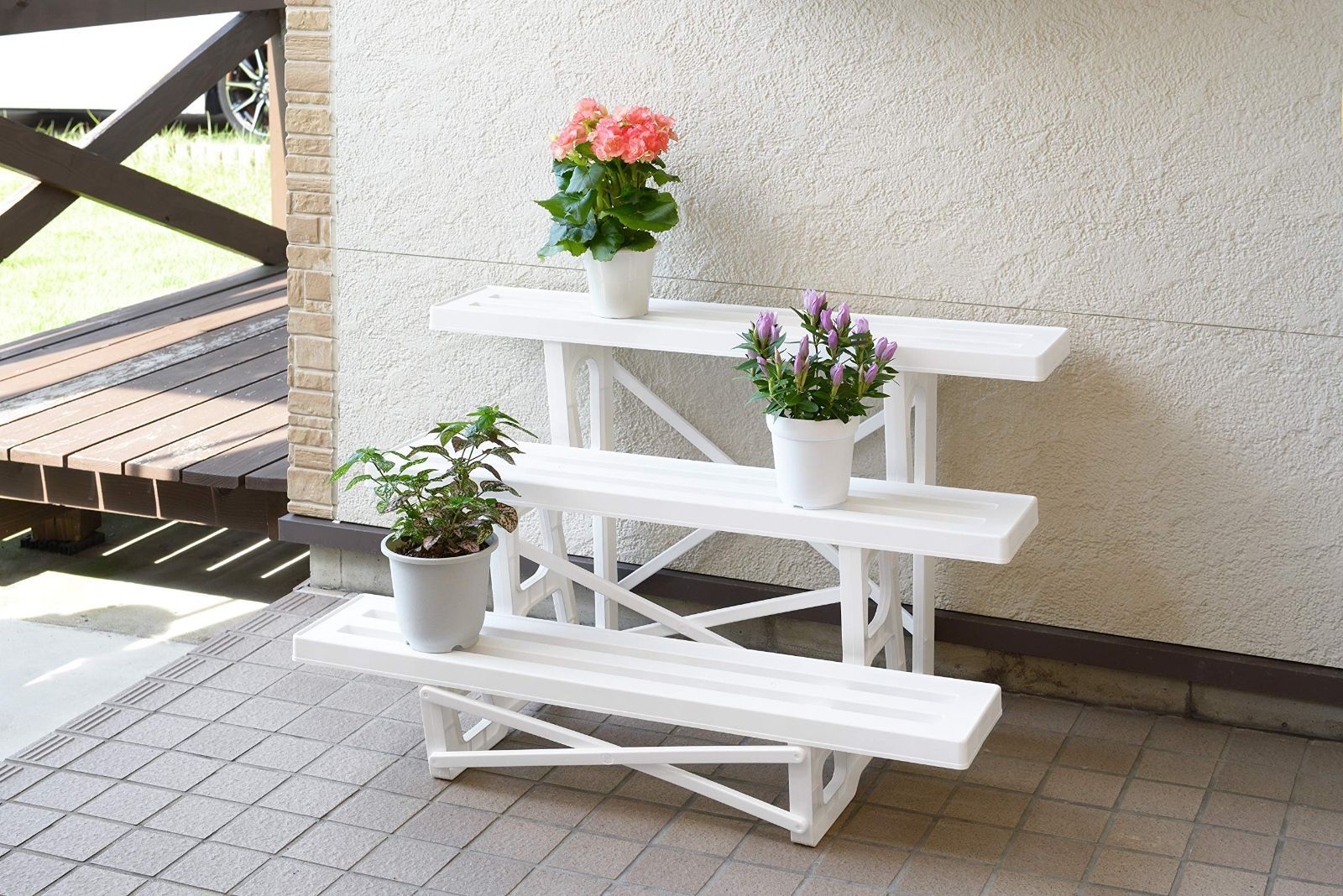 グリーンパル フラワースタンド3段900mm ホワイト ２個組