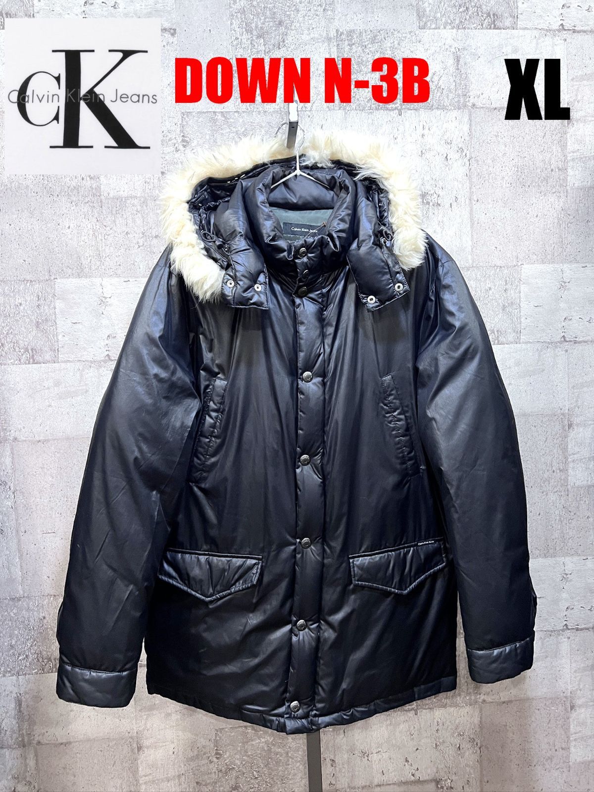 カルバンクライン ジーンズ N-3B風 3WAY ダウンコート ブラック XL メンズ CALVIN KLEIN ダウンジャケット ミリタリー