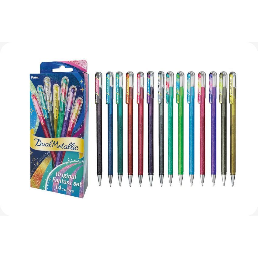 まとめ買い ぺんてる ゲルインクボールペン デュアルメタリック オリジナル ファンタジーセット14色セット K110-D14ST ×3セット