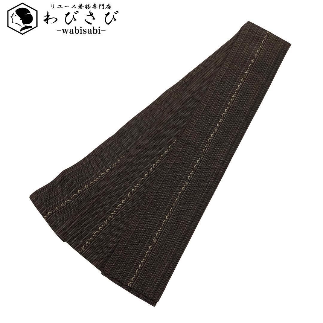 男帯 角帯 縦縞抽象模様 憲房色 N-1080