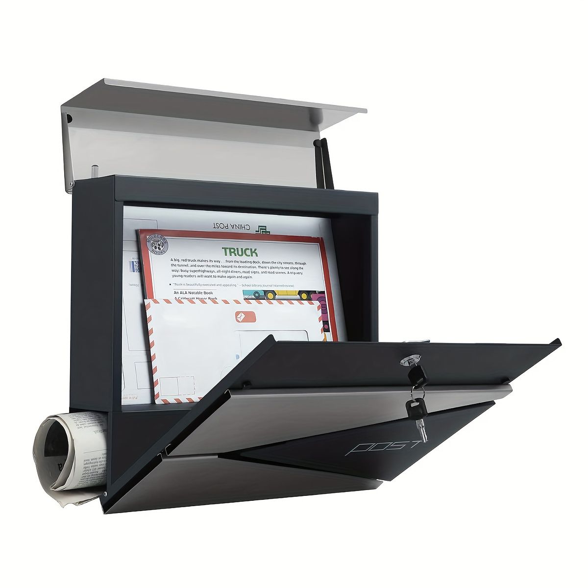 ステンレス製＆大容量 OTAVILEM 郵便ポスト スタイリッシュなデザイン 壁掛け 据え置き グレー シルバー 玄関を彩る シルバー MARWIL-DEMENAGEMENTS_CH