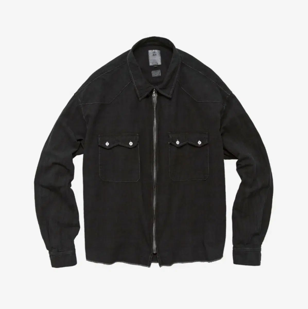 3 POLYTERU ジップアップ シャツ チャコール