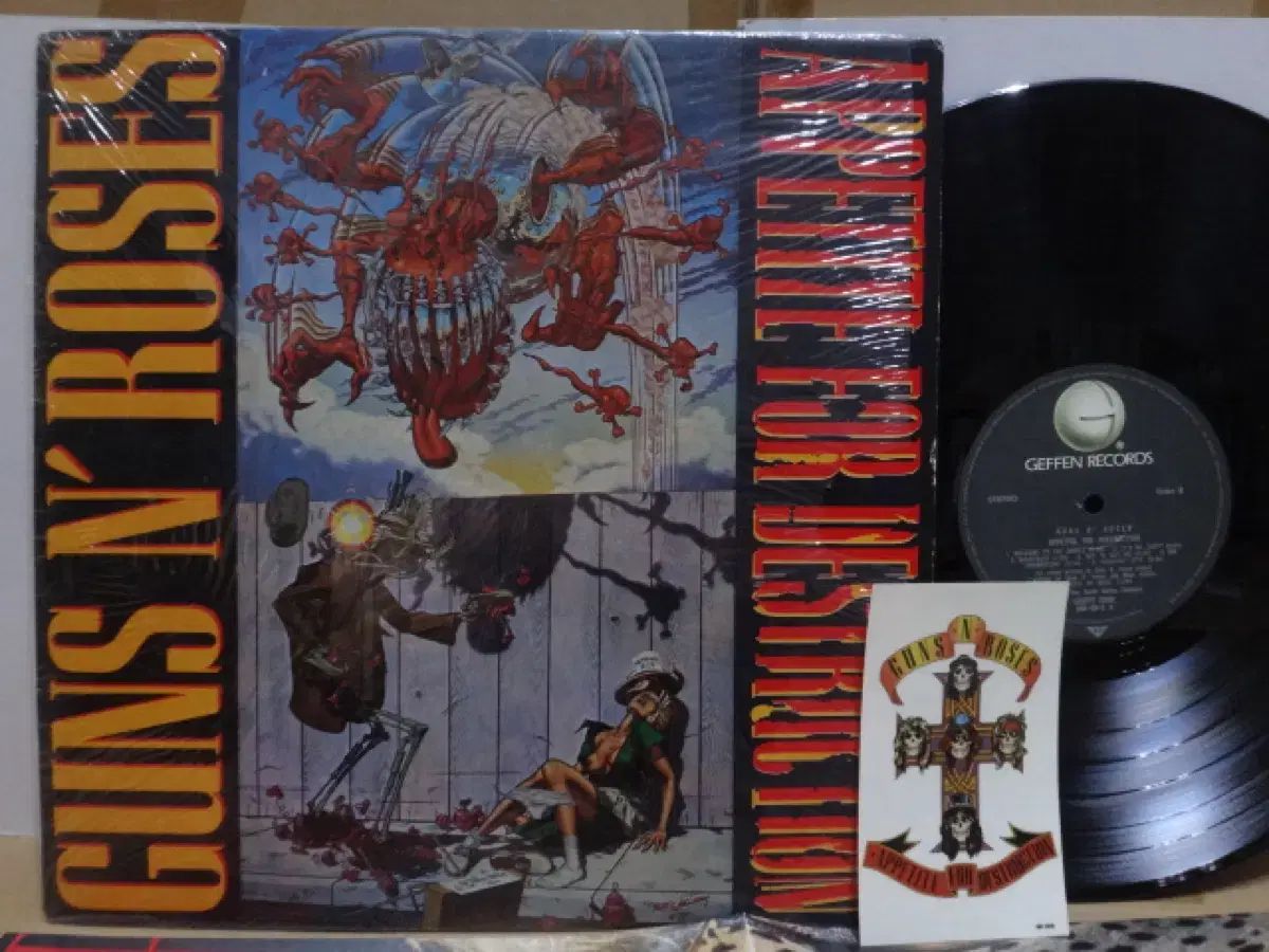 LP Guns N Roses 1 家 ポスター ステッカーシール 1989 年 早い