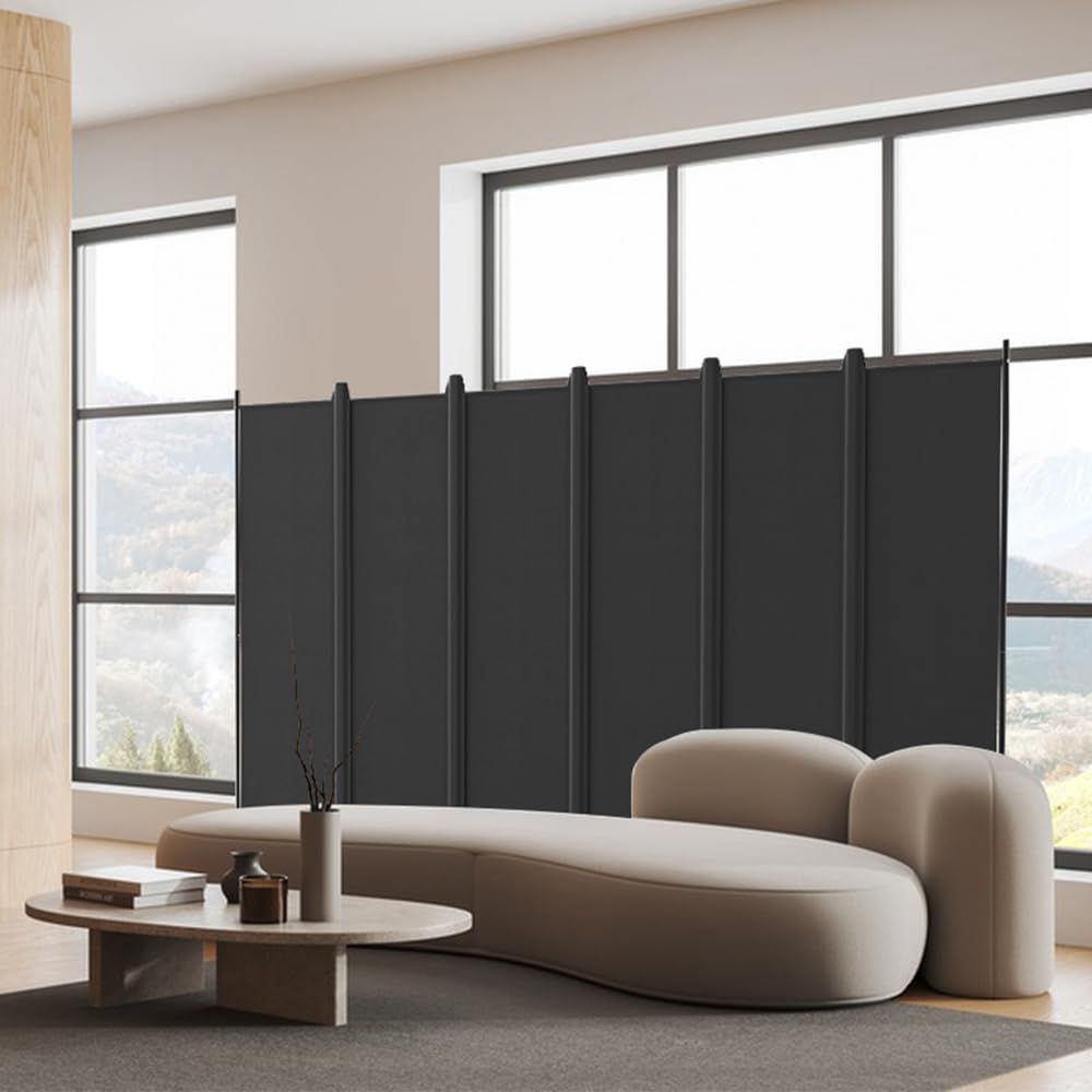 HIDODO パーテーション 6連タイプ間仕切り 高さ178cm 幅302cm キャスターやカバーストリップ付き 折り畳み式 パーティション 衝立スクリーン 区切り 目隠し 省スペース オフィス 事務所 リビング ブラック