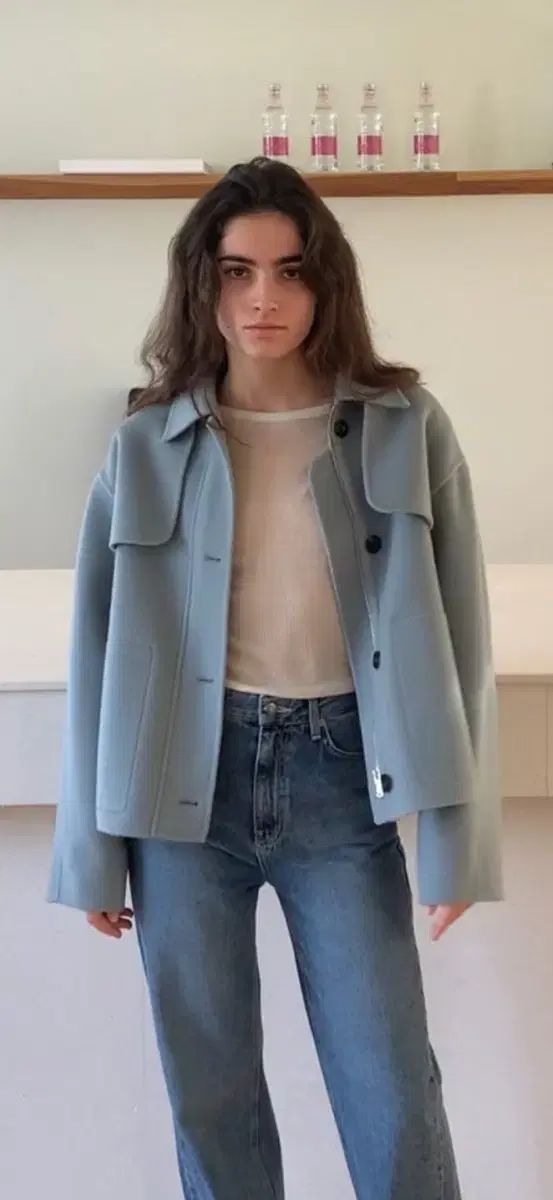 TANNAT ウールハーフコート スカイブルー GULLKHAN_COM