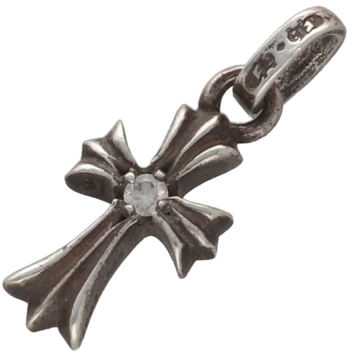 CHROME HEARTS クロムハーツ ベイビーファットクロスチャーム SV925 ダイヤモンド シルバー ネックレス ペンダント トップ 25033138 RS