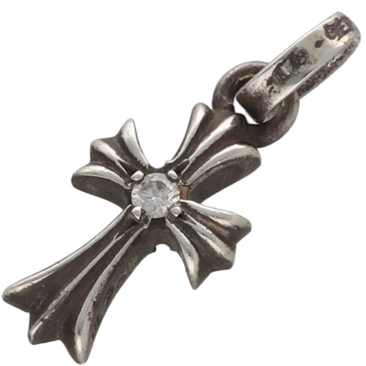 CHROME HEARTS クロムハーツ ベイビーファットクロスチャーム SV 925 ダイヤモンド シルバー ネックレス ペンダント トップ RS