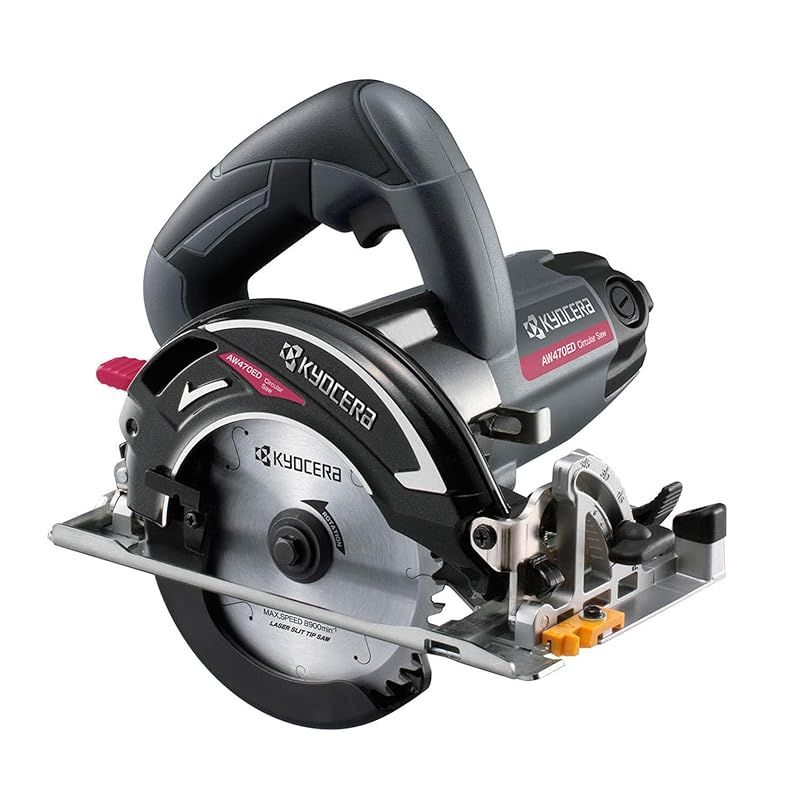 京セラ Kyocera 旧リョービ プロ用 電子内装丸ノコ AW470ED 612350A ブラック スライドシート採用で滑らかな動きを実現 最大切込深さ47mmで深切りとキワ切りも ノコ刃125mm 回転数5000min-1 キワ切り逆傾斜15 1