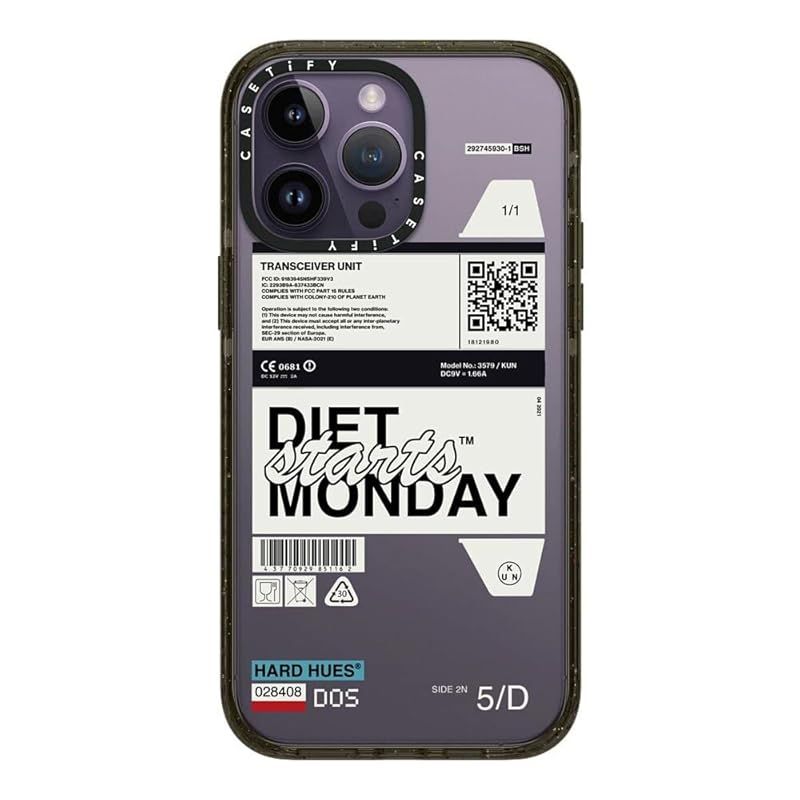 CASETiFY インパクト iPhone 14 Pro Max ケース MIL規格準拠 4x MIL-STD-810G 2.5mからの落下試験をクリア - Diet Starts Monday - グロッシー ブラック