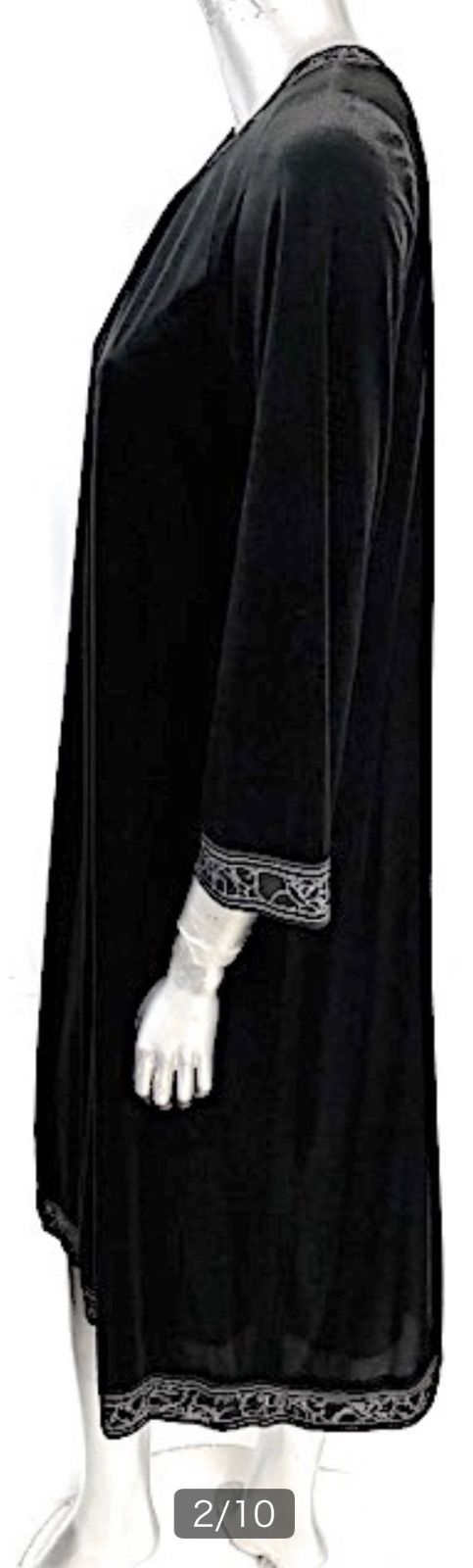 定価12万 レオナール ベロア ワンピース 38 M 黒 花柄トリム フォーマル パーティ ドレス L40