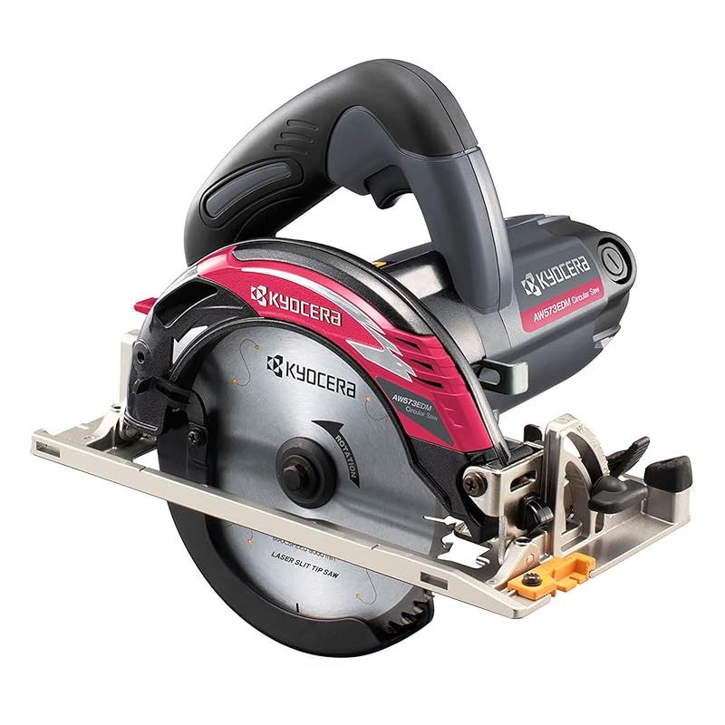 京セラ Kyocera 旧リョービ プロ用 電子丸ノコ AW573EDM 611053A ブラック 幅広い用途にぴったりの最大切込深さ57mmの深切りタイプ ノコ刃147mm 左傾斜5° 回転数4000min-1 メッキ定盤