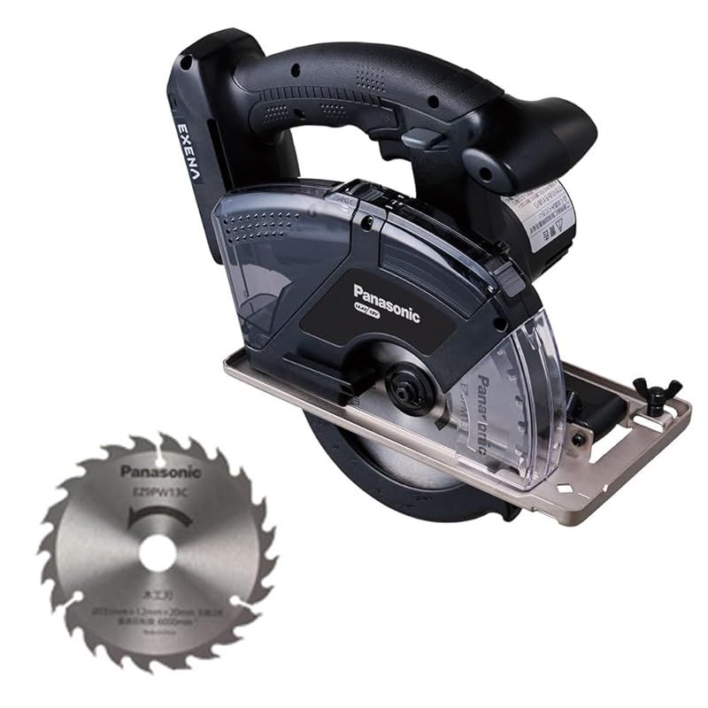 EXENA 充電パワーカッター135 デュアル 14.4V 18V対応 本体のみ 木工刃付 電動工具 切断 コードレス 丸ノコ マルノコ 防塵 耐水 IP56 タフ 深さ調整機能 簡単着脱 LEDライト付 金工切断 木工切断 建築現場 作業場 高所作業 1