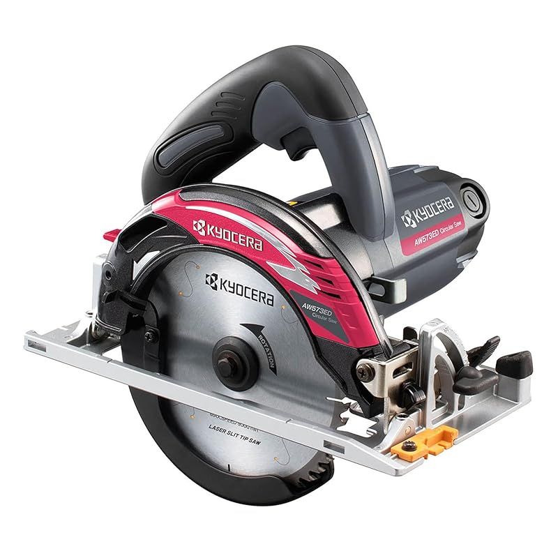 京セラ Kyocera 旧リョービ プロ用 電子丸ノコ AW573ED 611050A ブラック スライドシート採用で滑らかな動きを実現 最大切込深さ57mmの深切りタイプ ノコ刃147mm 左傾斜5° 回転数4000min-1 0