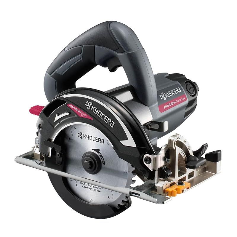 京セラ Kyocera 旧リョービ プロ用 電子内装丸ノコ AW470EDM 612351A ブラック 最大切込深さ47mmで深切りとキワ切りも ノコ刃125mm 回転数5000min-1 キワ切り逆傾斜15° 0