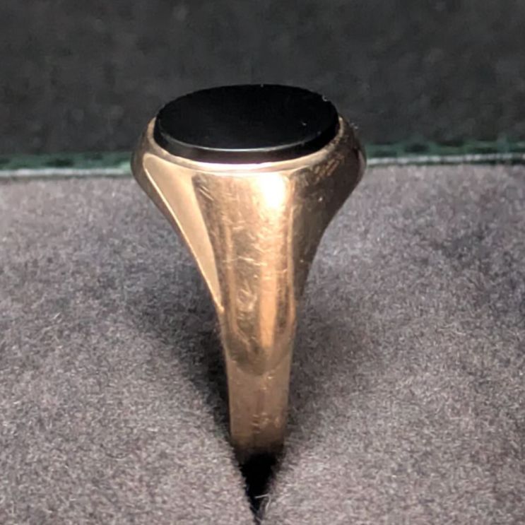 1985年 ロンドン製 9K ゴールド ブラックオニキス シグネットリング 英国ヴィンテージ WWW_SHINETEETH_COM