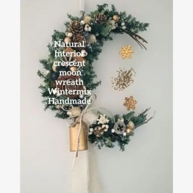 リンゴのクリスマスリース 三日月リース リンゴのクリスマスリース