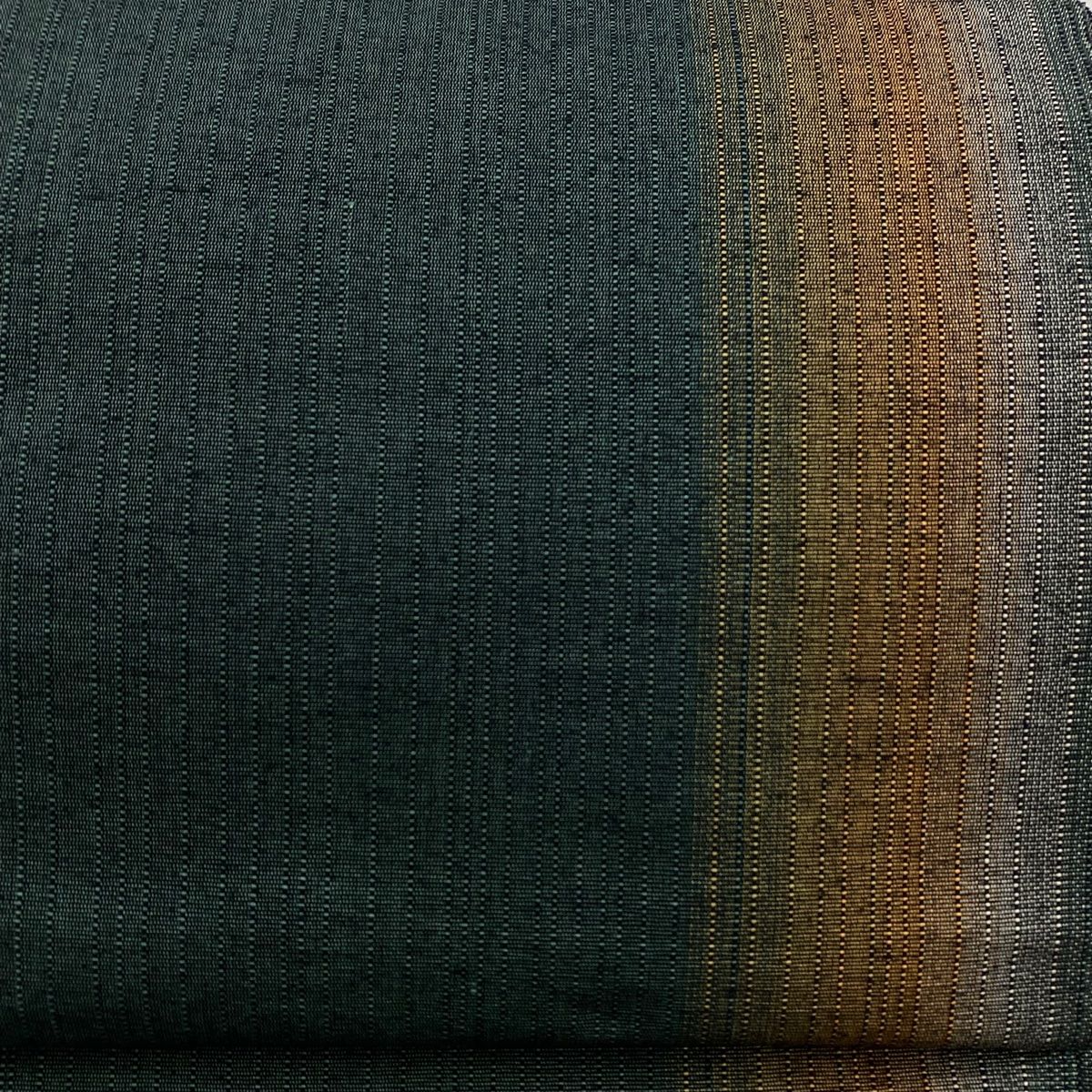 名古屋帯 秀品 八寸名古屋 紬地 縞 深緑 正絹