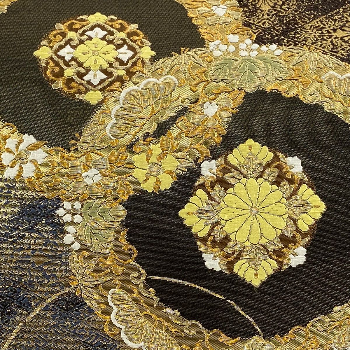 袋帯 じゅらく 落款 華文 松竹梅 金糸 箔 金色 六通 正絹