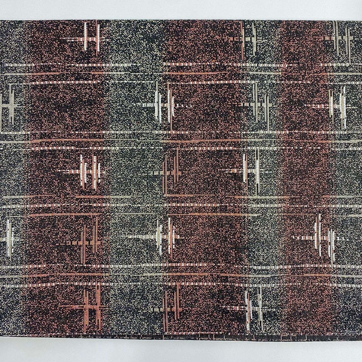 袋帯 秀品 証紙 縞 幾何学模様 金銀糸 黒 六通 正絹