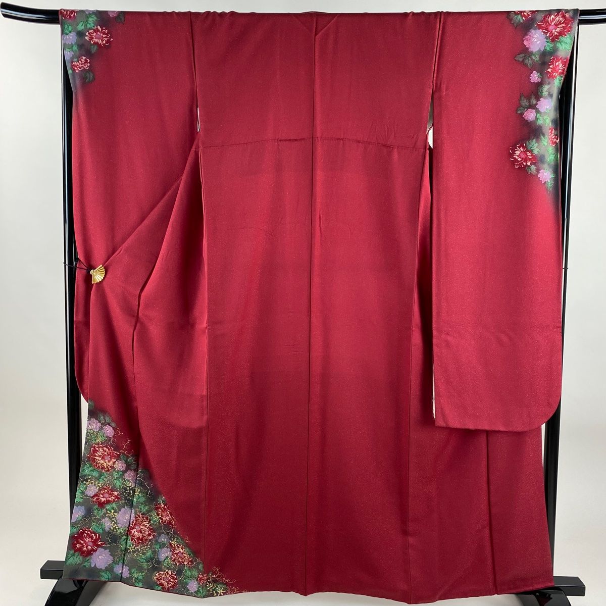 振袖 身丈161.5cm 裄丈66cm M 袷 TOKI志すい 落款 草花 銀通し 箔 赤紫 正絹