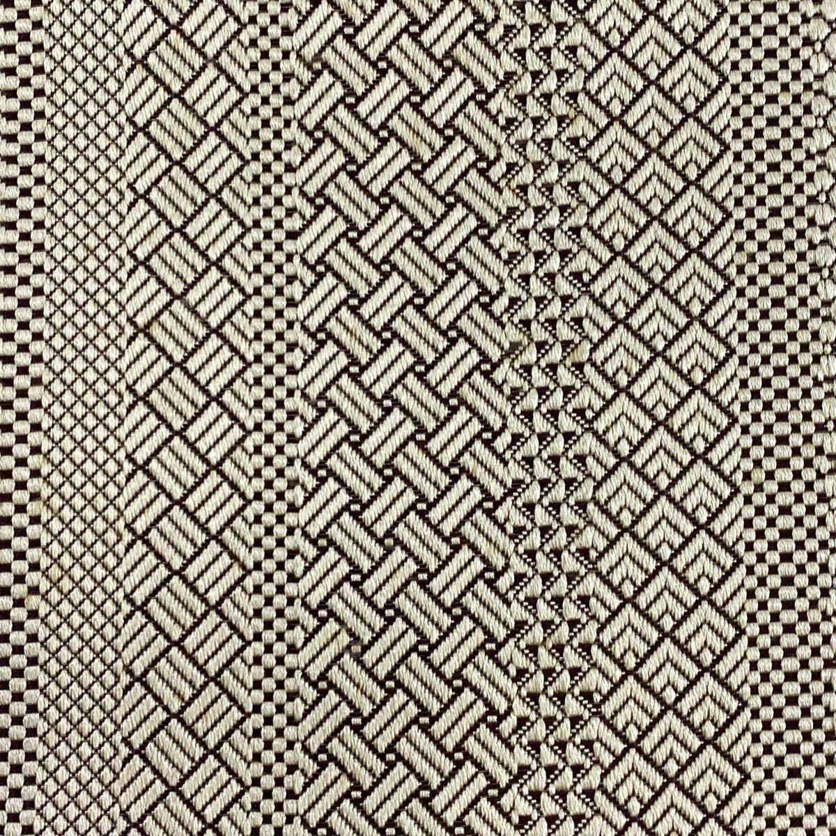 名古屋帯 秀品 八寸名古屋帯 変わり檜垣 花 ベージュ 正絹