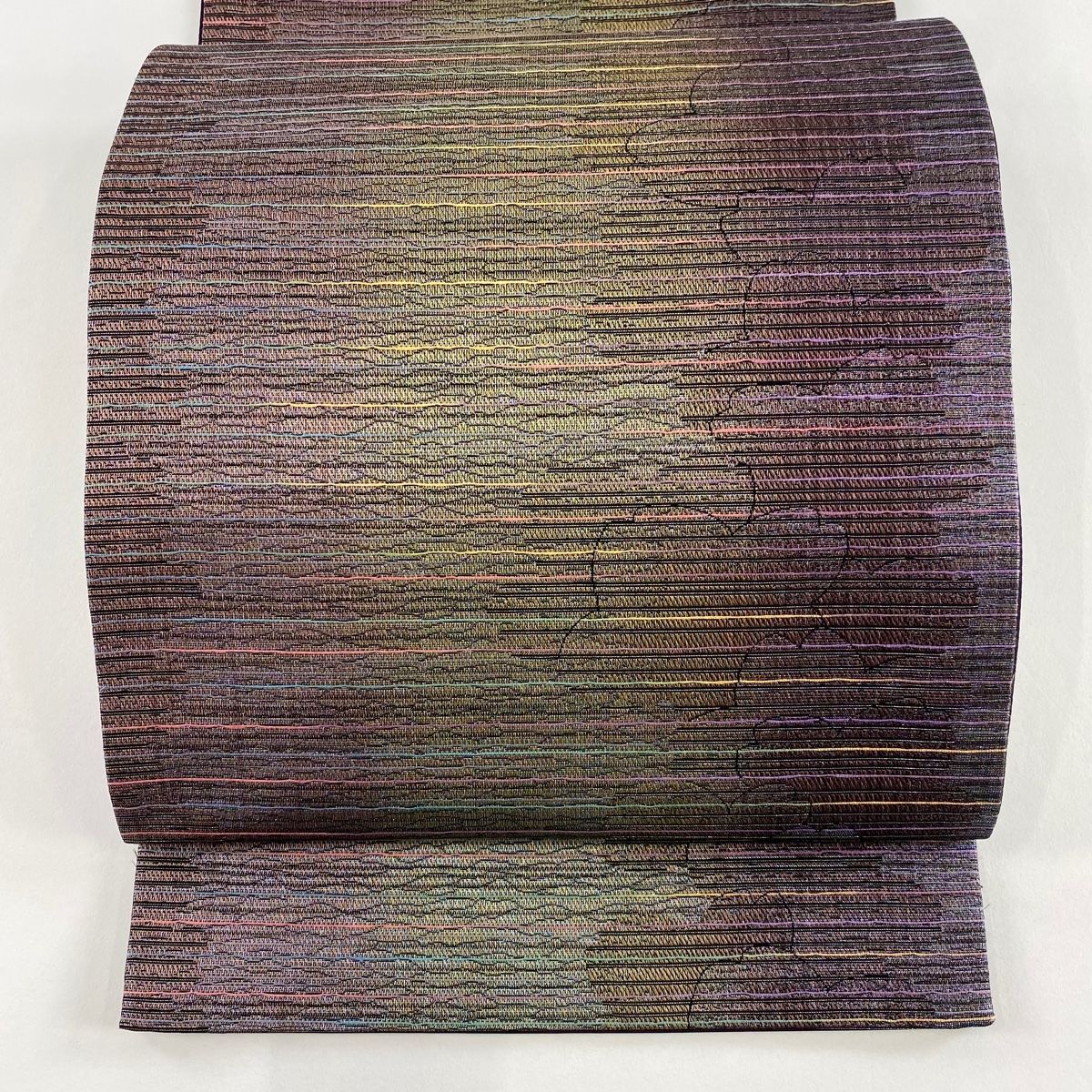 袋帯 秀品 和紙織 桜 シルエット 灰紫 六通 正絹