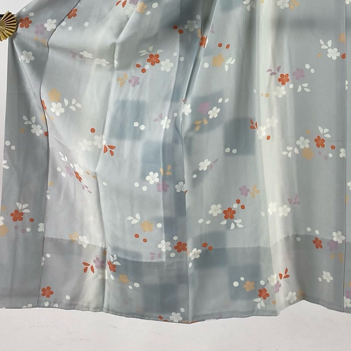 長襦袢 身丈126cm 裄丈61cm S 梅 市松 ぼかし 灰紫 正絹 秀品