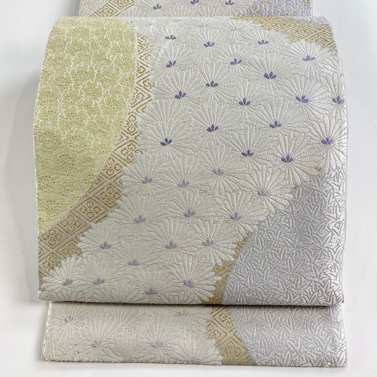 絶対お買い得！ 袋帯 落款 松竹梅 菱 刺繍 金糸 灰色 六通 正絹