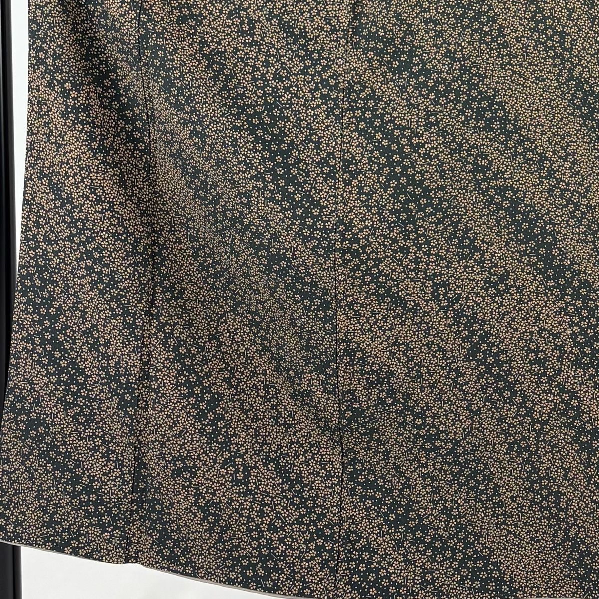 小紋 身丈150cm 裄丈62cm S 袷 桜 墨色 正絹 秀品