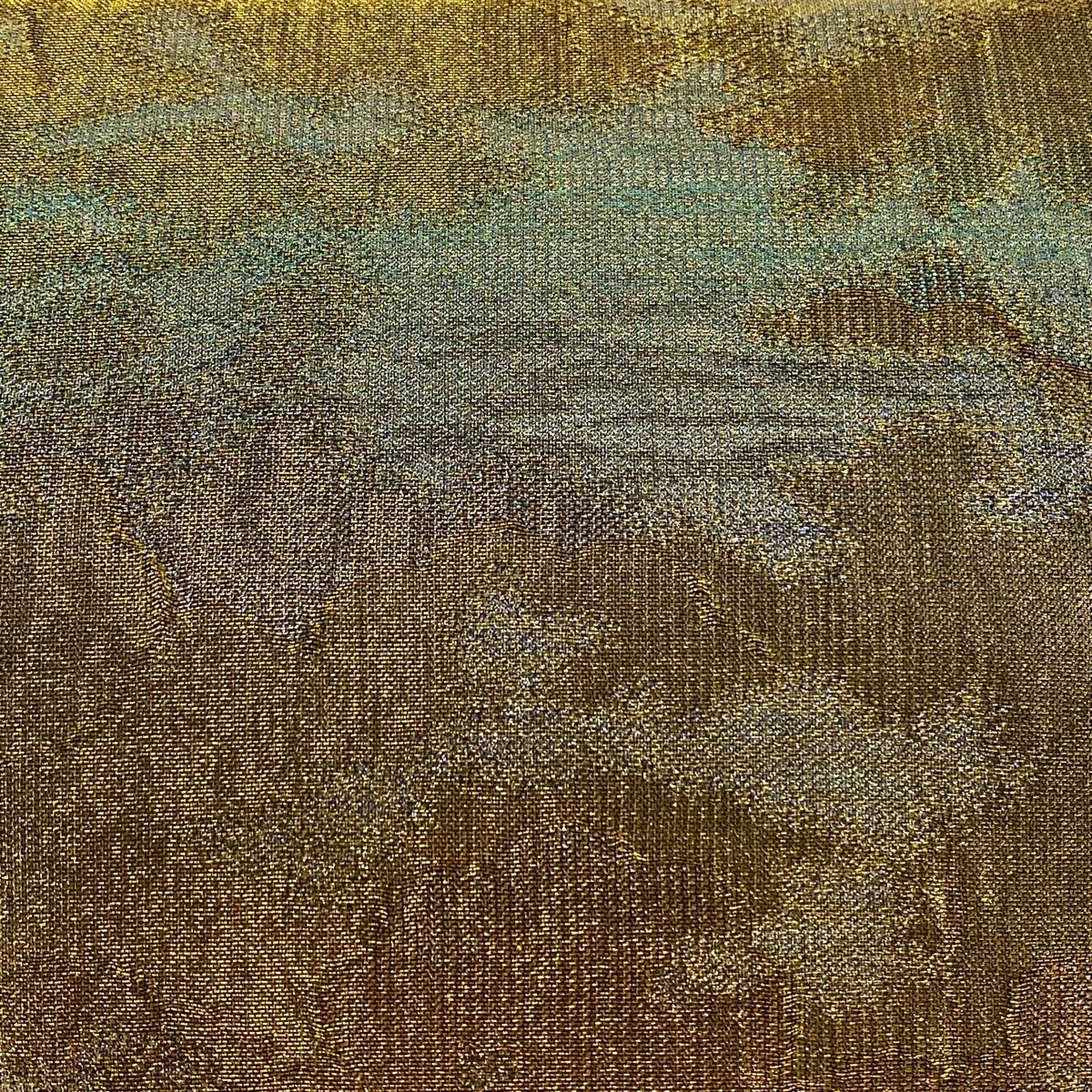 袋帯 佐波理 落款 雲文 金糸 箔 金色 六通 正絹