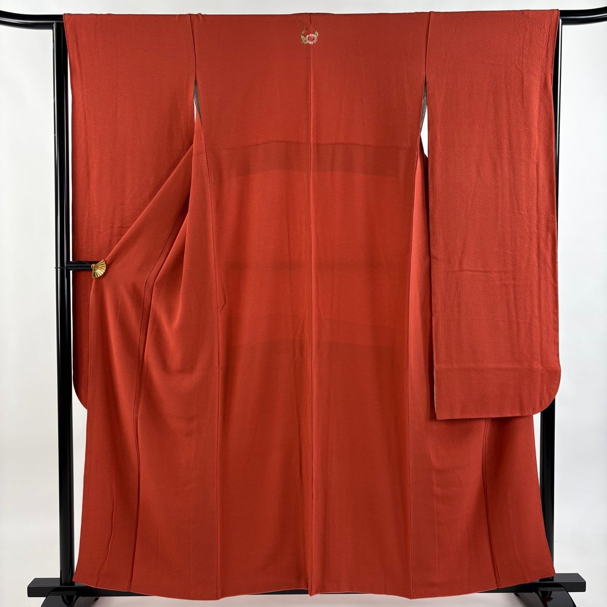 振袖 身丈157.5cm 裄丈65cm M 袷 縮緬 オレンジ 正絹 秀品 一つ紋