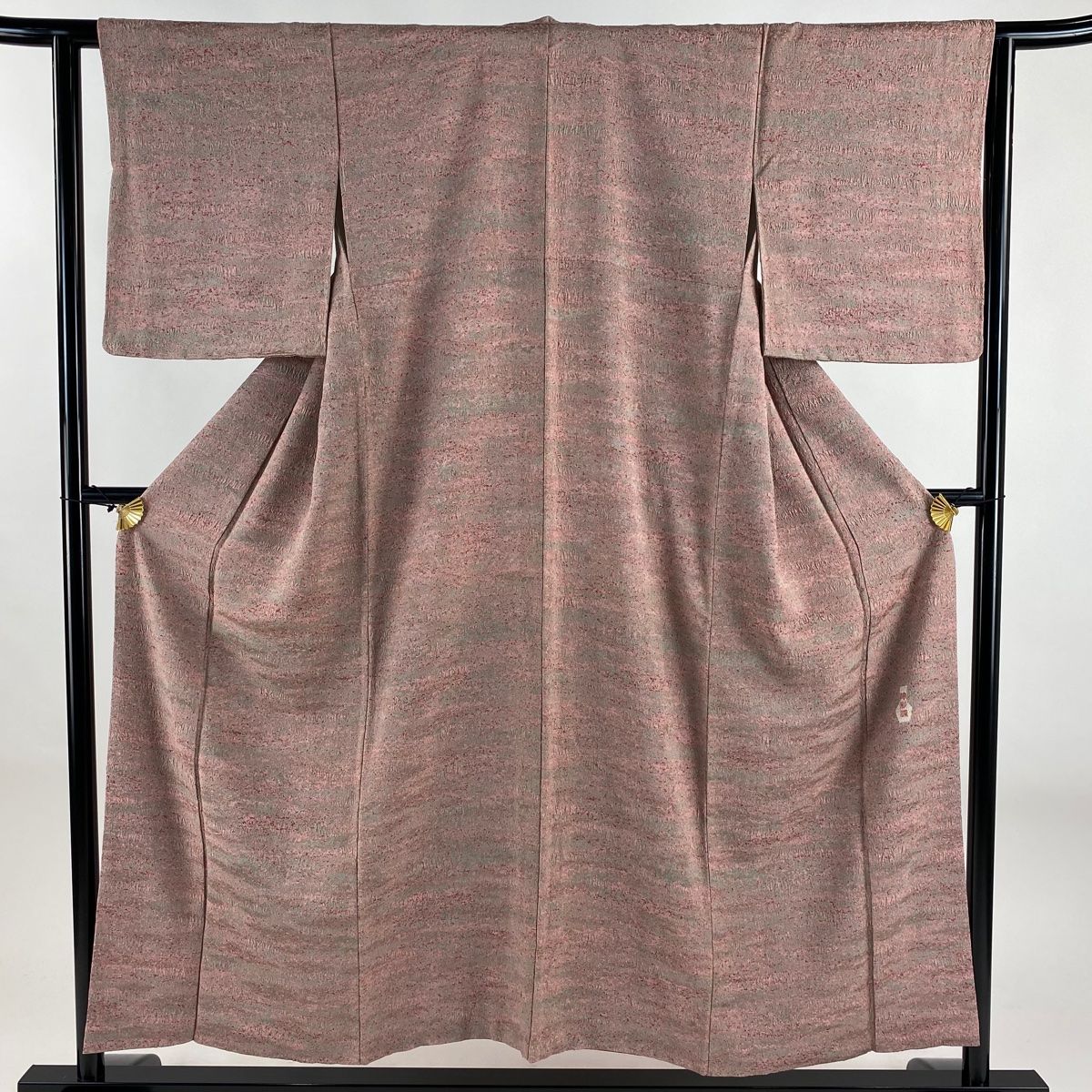 小紋 身丈152cm 裄丈61.5cm S 袷 陶彩染 霞 ぼかし ピンク 正絹 秀品