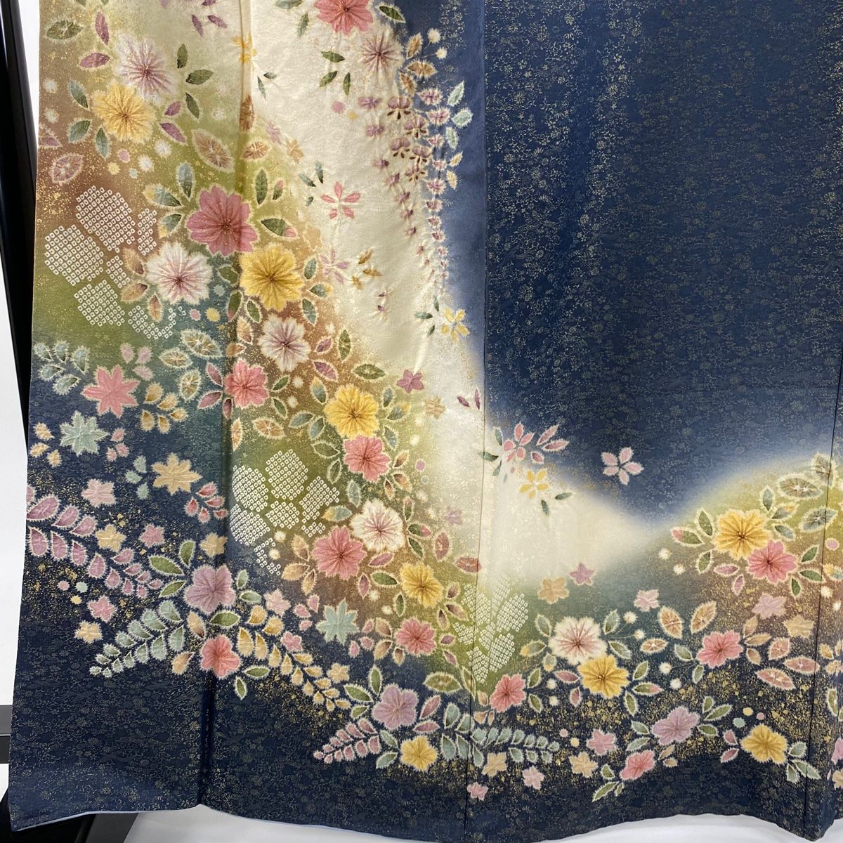 訪問着 身丈165cm 裄丈66cm M 袷 徳永憲峯 落款 辻が花 桜 金通し 染め分け クリーム 正絹