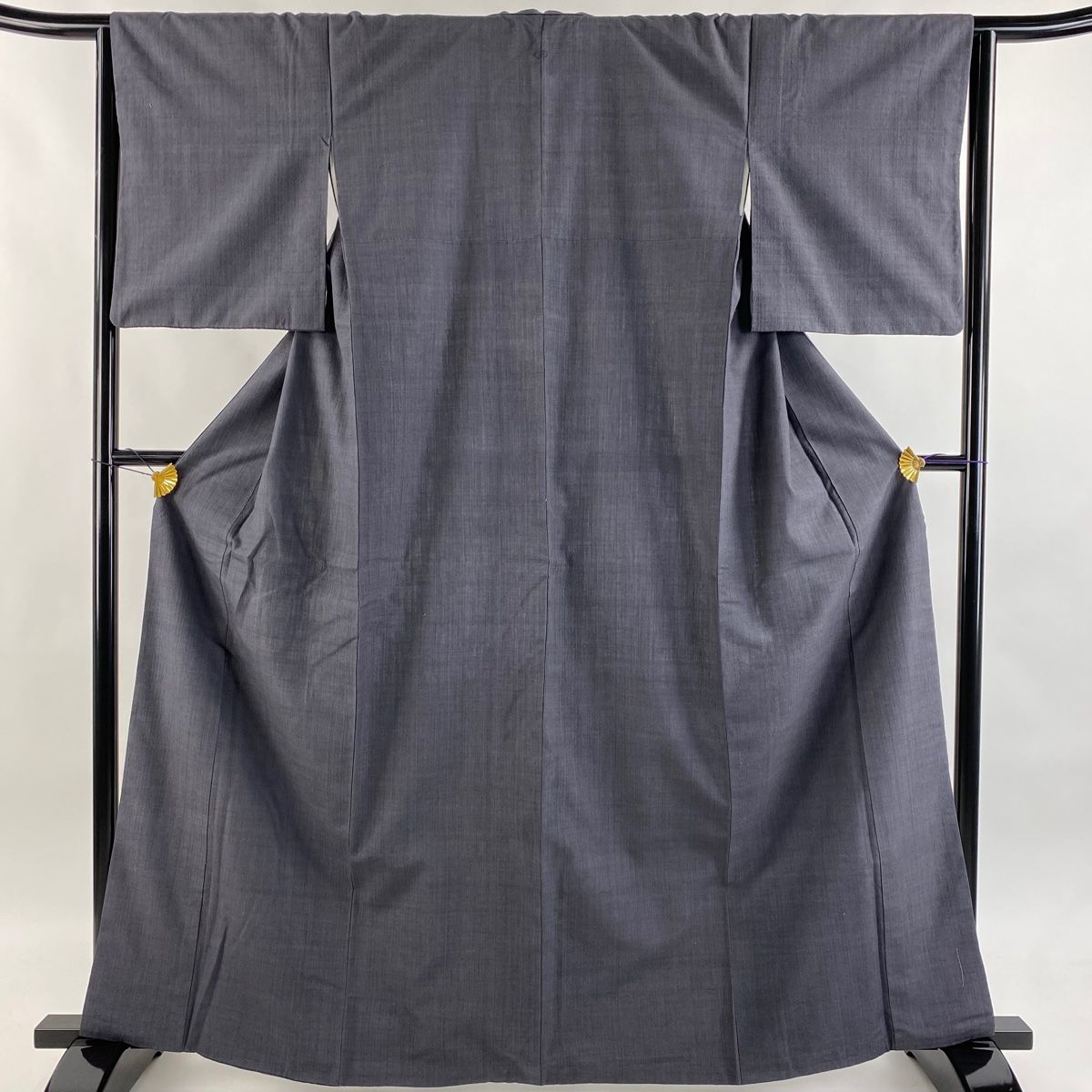 結城紬 身丈164 cm 裄丈64.5 M 袷 本場結城紬 濃紫 正絹 一つ紋