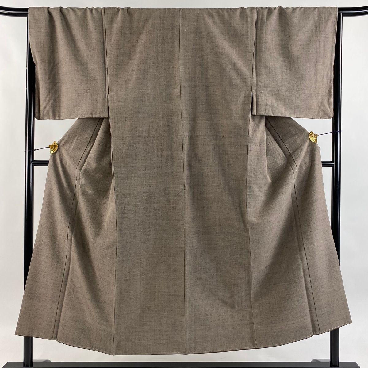 男着物 身丈150cm 裄丈68cm L 袷 アンサンブル 結城紬 本場結城紬 藤貫株式会社 灰茶 正絹