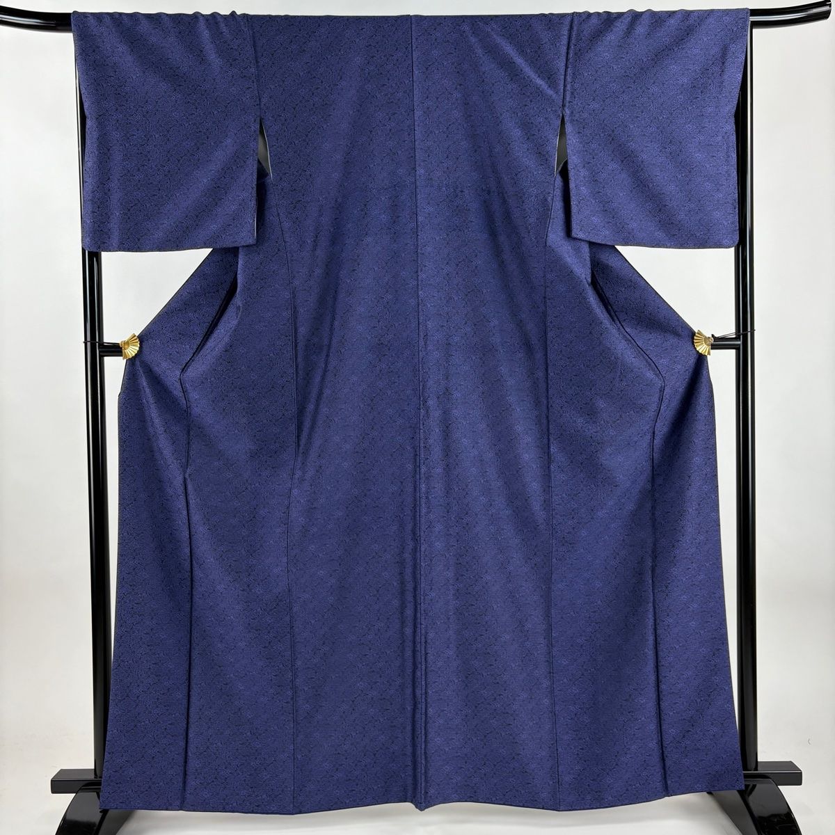 小紋 身丈163cm 裄丈67.5cm L 袷 西陣まいづる監修 落款 七宝 草花 箔 青紫 正絹