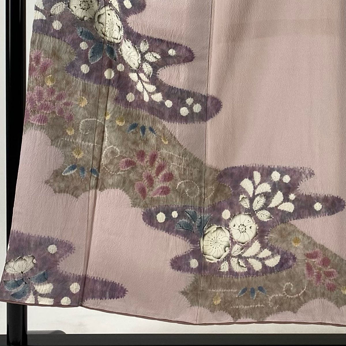 訪問着 身丈152.5cm 裄丈62.5cm S 袷 滝泰 落款 辻が花 霞 薄ピンク 正絹