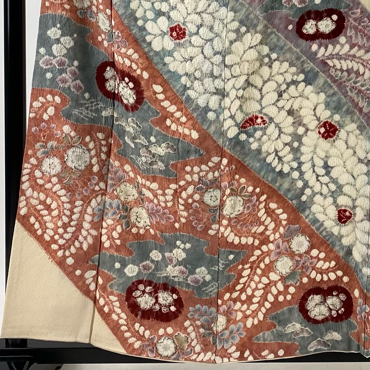 訪問着 身丈157cm 裄丈64.5cm M 袷 滝泰 落款 辻が花 松梅 染め分け ベージュ 正絹