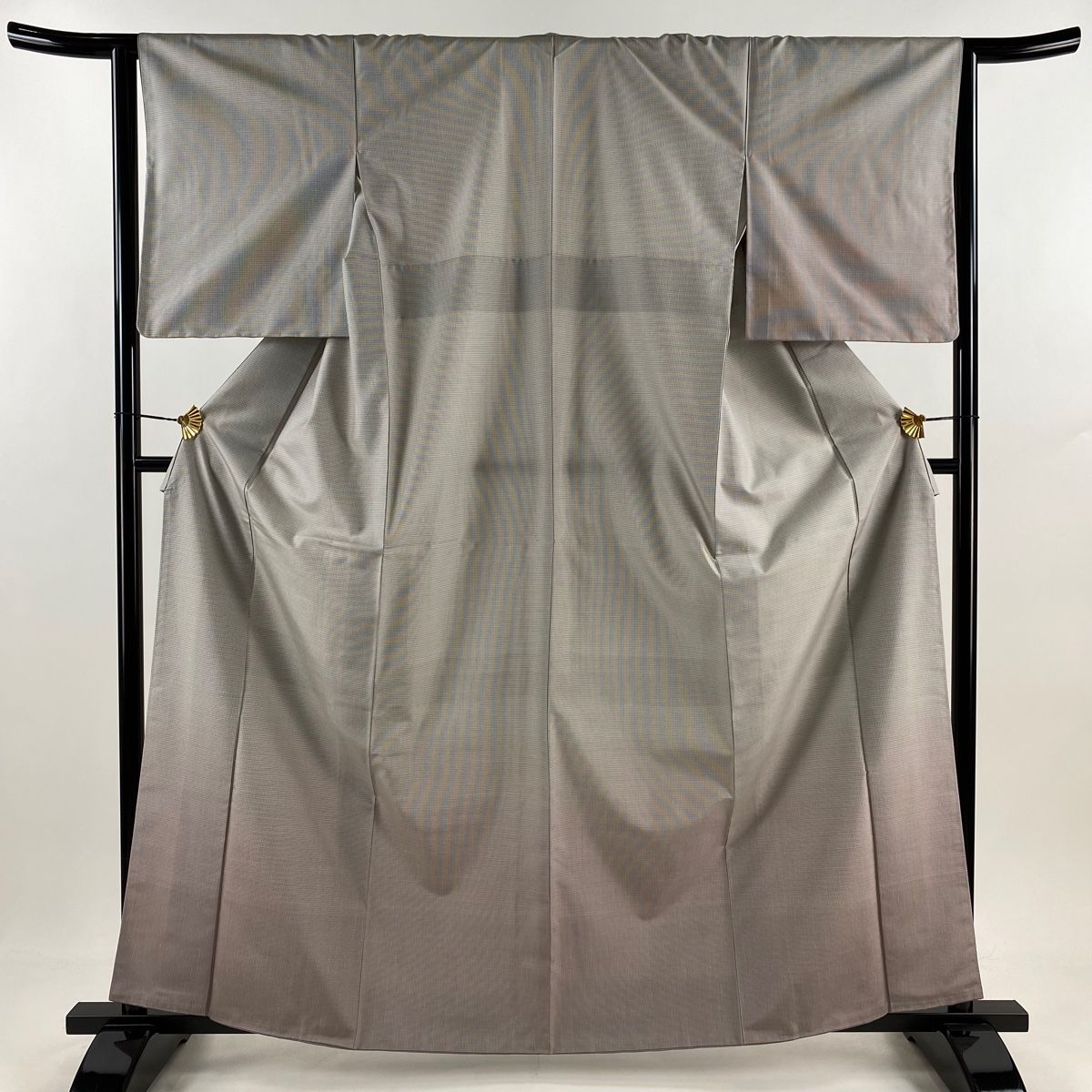 付下げ 身丈161.5cm 裄丈63.5cm S 袷 紬地 縞 ぼかし 灰色 正絹