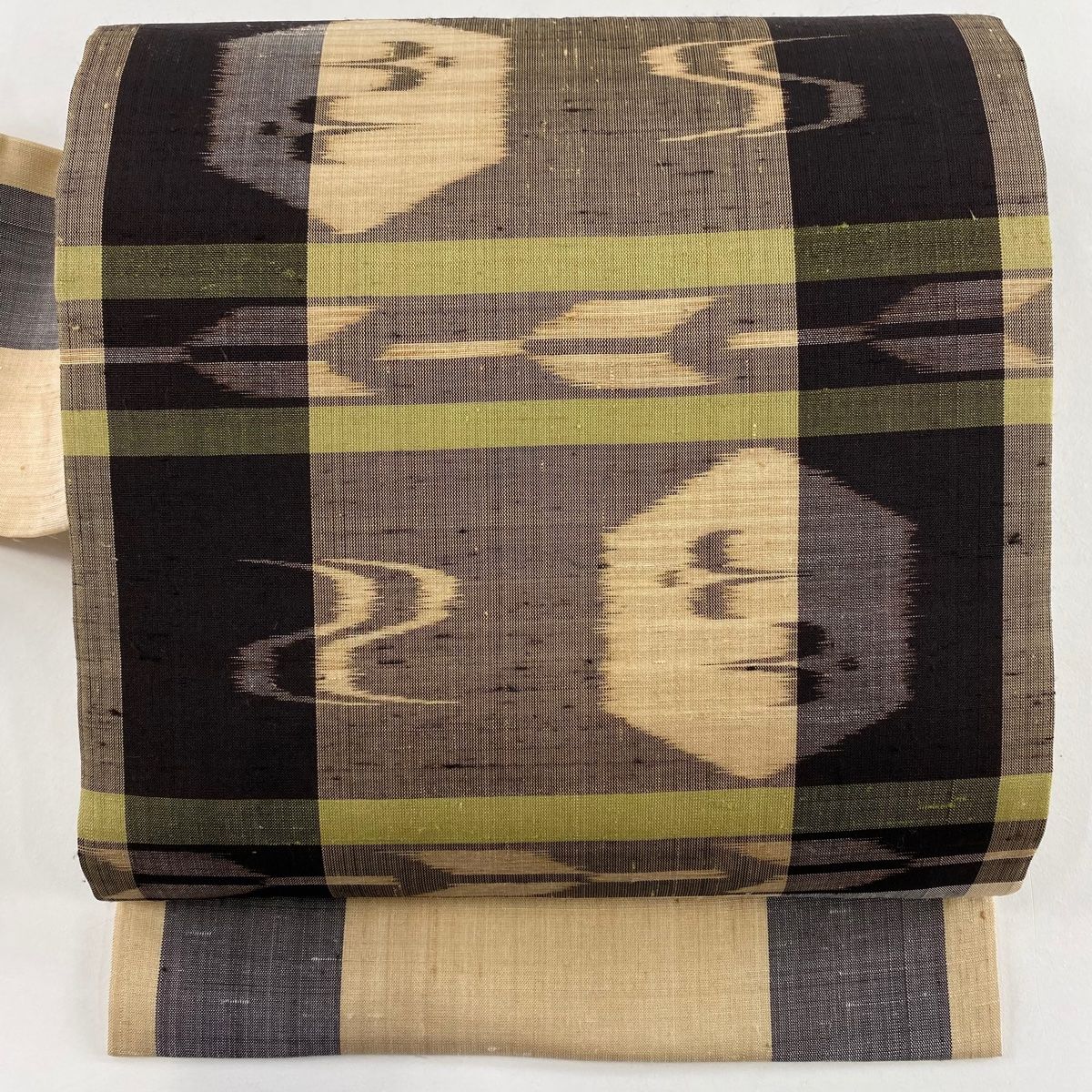 名古屋帯 秀品 紬地 燕 矢羽 灰茶 正絹