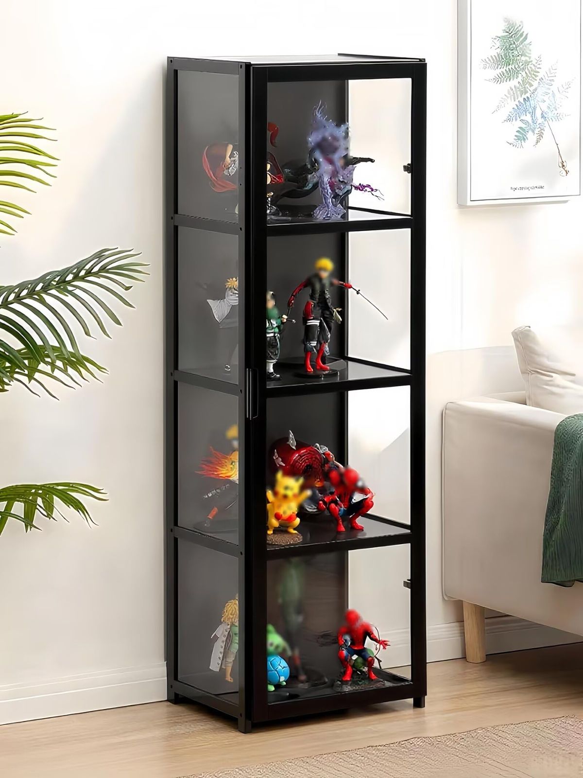 日本語説明書付き ブラック 手 店対応 オフィス 寝室 リビングルーム キャビネット フォトアルバム 漫画 フィギュア フィギュア 模型 ラック ディスプレイケース お手入れが簡単 気密性と防塵性 三面透明 42x33x1